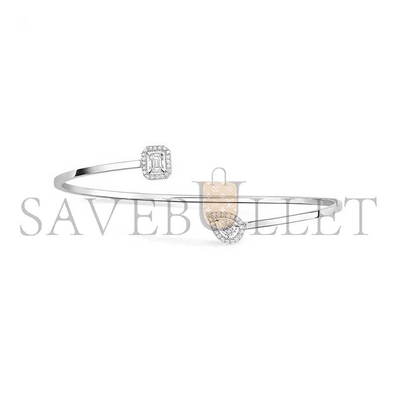 Mes1kaa jonc flex toi & moi my twin 0,15ct x2 jbracelet diamant or blanc 07222-wg